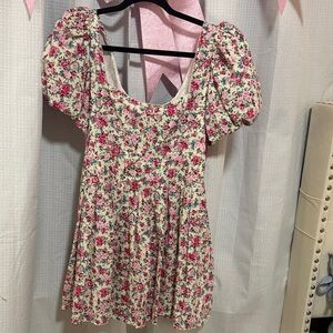 Floral Mini Dress with Puff Sleeves